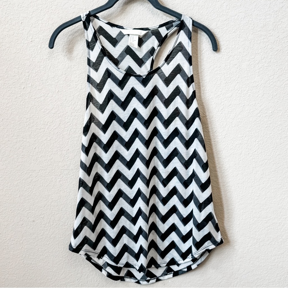 H&M Conscious Black and White Chevron Top
